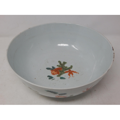 602 - 18th Century Chinese Porcelain Bowl Decorated with a continuous band of enamel decorated fish: Measu... 