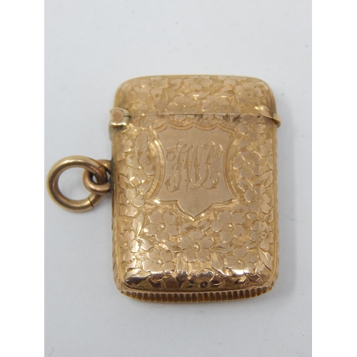 61 - Victorian 9ct Gold hallmarked vintage vesta hallmarked Birmingham 1897 by George Henry James: weight... 