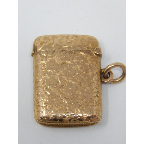 61 - Victorian 9ct Gold hallmarked vintage vesta hallmarked Birmingham 1897 by George Henry James: weight... 