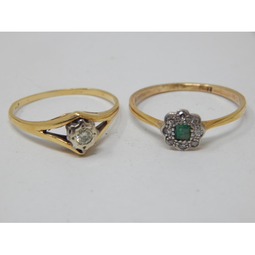 74 - Pair of antique gold rings with precious stones, both 18ct weight (pair) 3.71g