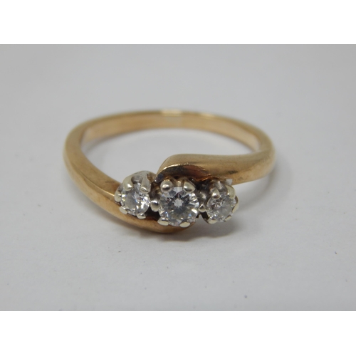 77 - Three stone diamond ring set in 9ct Gold shank