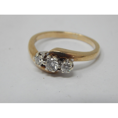 77 - Three stone diamond ring set in 9ct Gold shank