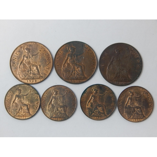 69 - Collection of high grade bronze coinage Halfpennies 1901(2), 1902, 1905; Pennies 1901, 1902, 1928 al... 