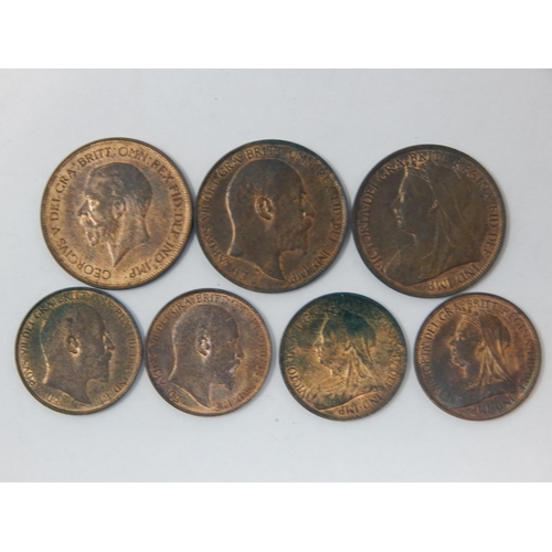 69 - Collection of high grade bronze coinage Halfpennies 1901(2), 1902, 1905; Pennies 1901, 1902, 1928 al... 