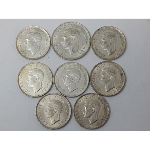 70 - George VI Silver Florins: 1938, 1941, 1942,  1943, 1944, 1945(2); Halfcrown 1946 all better than usu... 