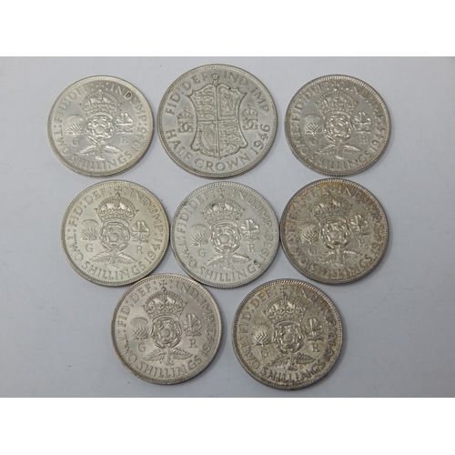 70 - George VI Silver Florins: 1938, 1941, 1942,  1943, 1944, 1945(2); Halfcrown 1946 all better than usu... 