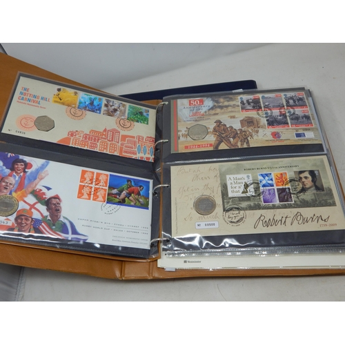 78 - a large quantity of Coin covers housed in two collectors albums (43 covers) twinned with a signed Si... 