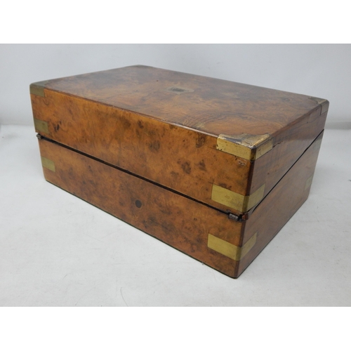 604 - 19th Century Walnut writing slope with secret compartment & inkwells: Measures 34cm wide x 22.5cm de... 