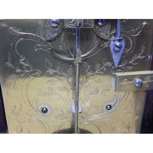 607 - 18th Century George III Bracket Clock with Double Fusee Movement, striking on a bell. The brass face... 