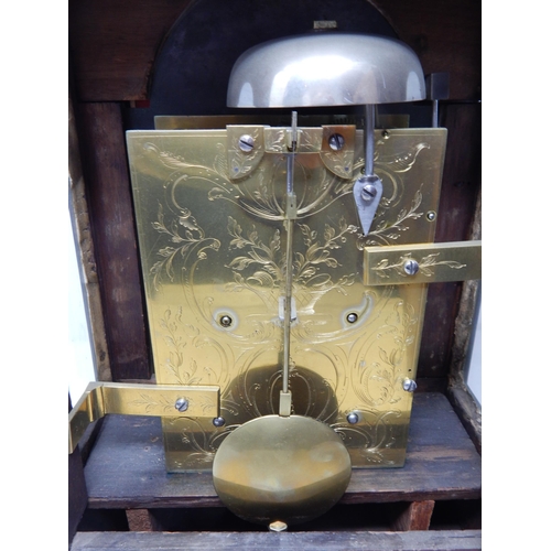 607 - 18th Century George III Bracket Clock with Double Fusee Movement, striking on a bell. The brass face... 