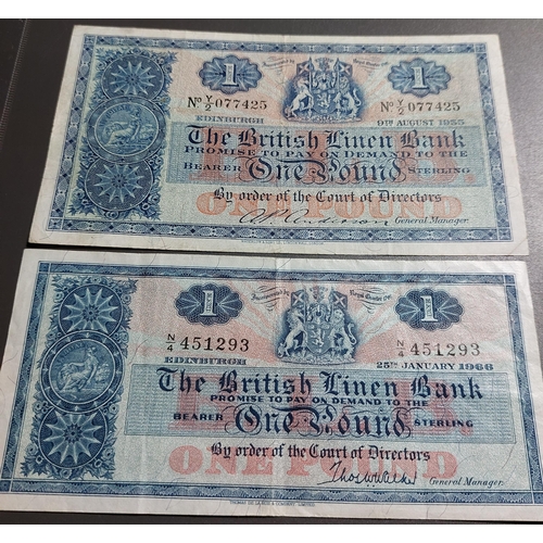 The British Linen Bank One Pound notes 1955, 1966 Fine or better