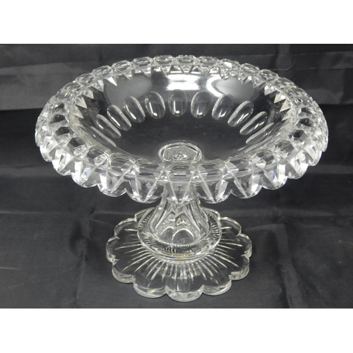 613 - Large Cut Glass Table Centrepiece/Fruit Bowl: Measures 28cm diameter x 18cm high