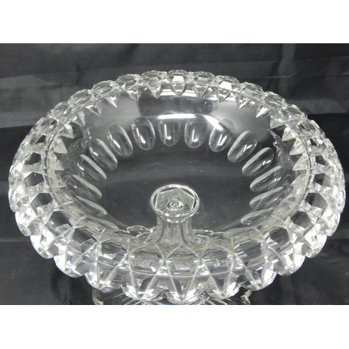 613 - Large Cut Glass Table Centrepiece/Fruit Bowl: Measures 28cm diameter x 18cm high