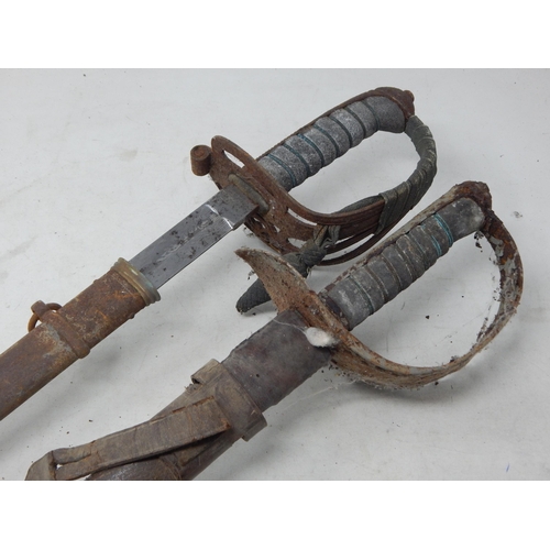 618 - Two Antique Naval Swords, One by Gardiner & the other rusted in scabbard.