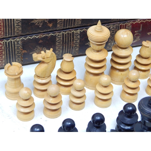 622 - Chess Set (complete), Board Crafted as Two Book Volumes with Inner Backgammon Board with Dice & Shak... 