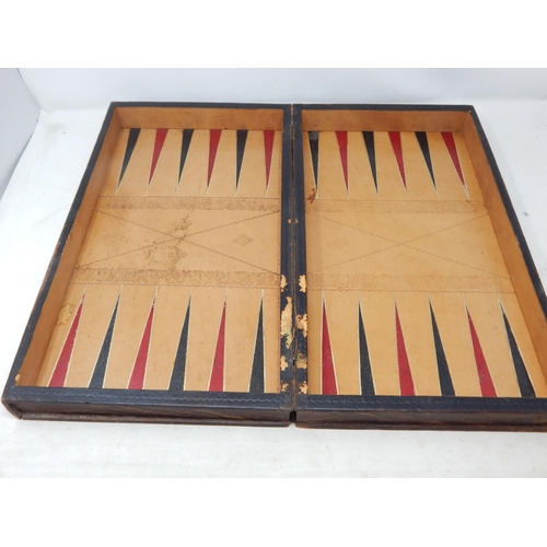 622 - Chess Set (complete), Board Crafted as Two Book Volumes with Inner Backgammon Board with Dice & Shak... 