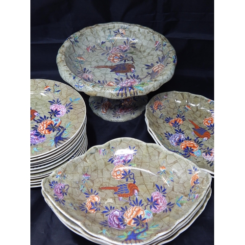 626 - A Quantity of 19th Century Spode Parrot Design Plates, Oval Bowls & Tazza