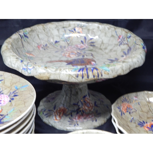 626 - A Quantity of 19th Century Spode Parrot Design Plates, Oval Bowls & Tazza