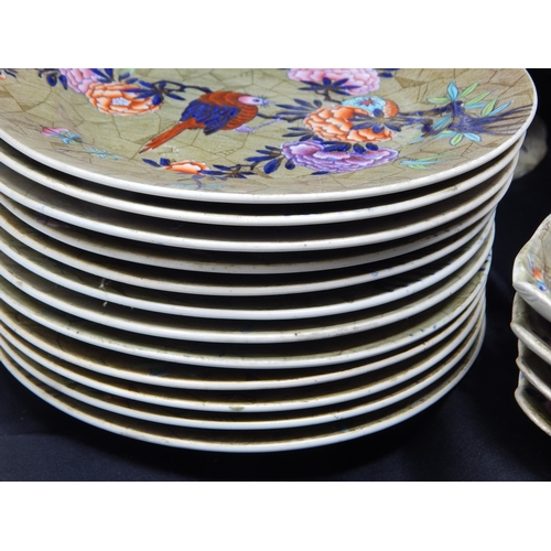 626 - A Quantity of 19th Century Spode Parrot Design Plates, Oval Bowls & Tazza