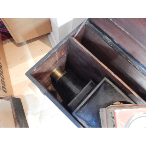 631 - 19th Century Magic Lantern A/F in Fitted Wooden Box together with a Large Quantity of Slides.