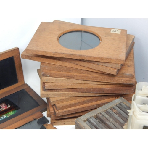 631 - 19th Century Magic Lantern A/F in Fitted Wooden Box together with a Large Quantity of Slides.