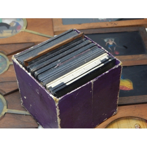 631 - 19th Century Magic Lantern A/F in Fitted Wooden Box together with a Large Quantity of Slides.