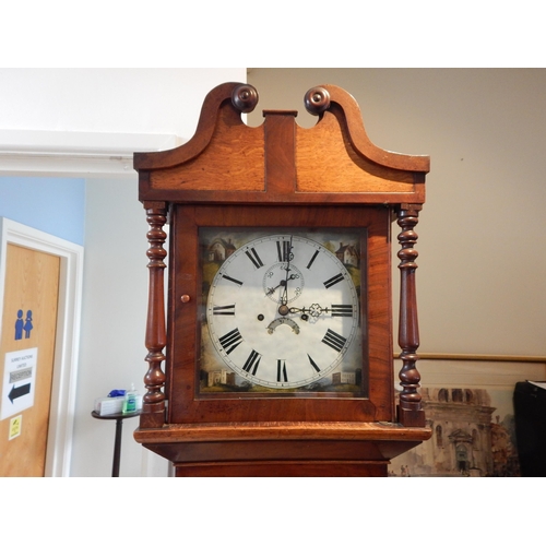 632 - 19th Century Longcase Clock with 8 day movement: Painted Dial with subsidiary dials for minutes and ... 