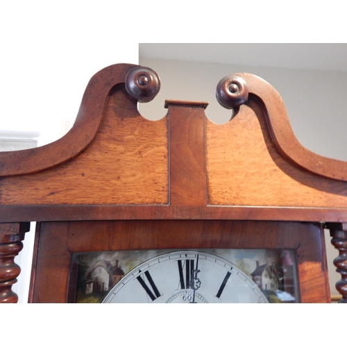 632 - 19th Century Longcase Clock with 8 day movement: Painted Dial with subsidiary dials for minutes and ... 