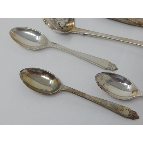 102 - Georgian Silver Sifter Spoon London 1810, Georgian Silver Butter Knife with Mother of Pearl Handle, ... 