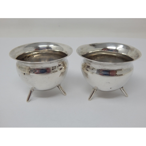 104 - Victorian Silver Open Salt Hallmarked London 1894, A Pair of Edwardian Silver Cauldron Salts Hallmar... 