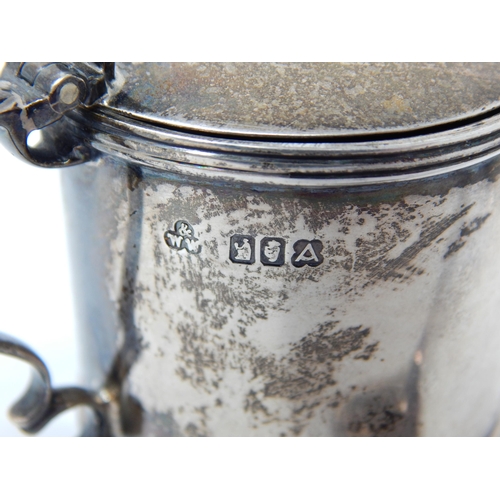 107 - Irish Silver Mustard Pot with Cobalt Blue Glass Liner Hallmarked Dublin 1916 by Wakeley & Wheeler + ... 