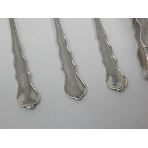 108 - A Set of 6 Silver Coffee Spoon & Tongs Hallmarked London 1916 by Richard Burbridge (Chairman of Harr... 