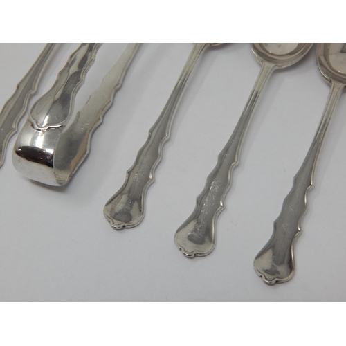 108 - A Set of 6 Silver Coffee Spoon & Tongs Hallmarked London 1916 by Richard Burbridge (Chairman of Harr... 