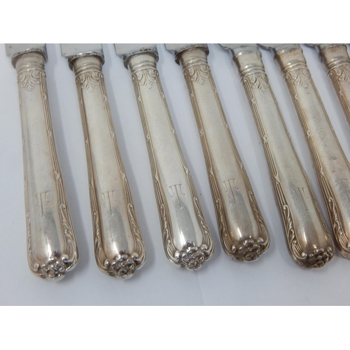 113 - A Set of 10 Silver Handled Dinner Knives Hallmarked London 1936 by Garrard & Co, Regent St London: L... 