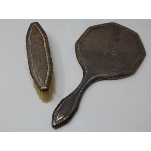 124 - Silver Hand Mirror & Clothes Brush Hallmarked Birmingham 1915.