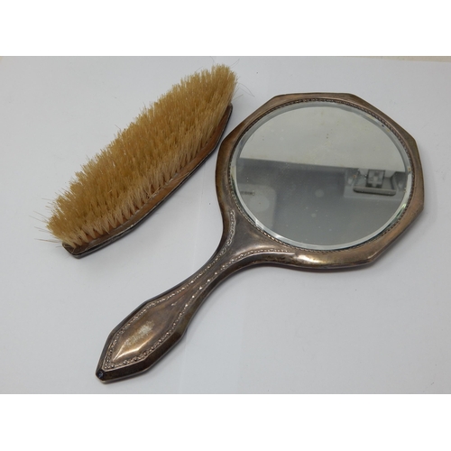 124 - Silver Hand Mirror & Clothes Brush Hallmarked Birmingham 1915.