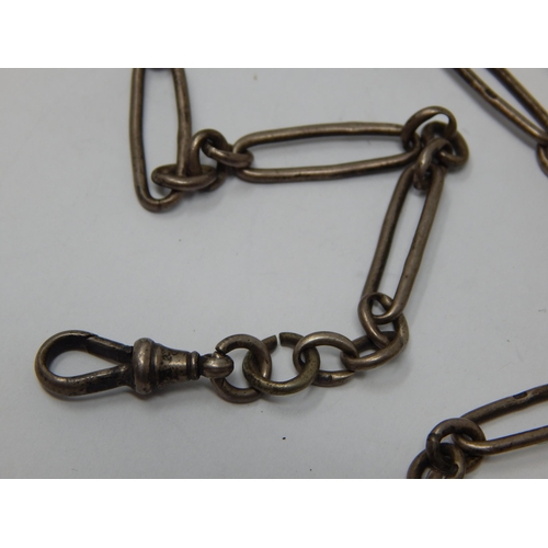 127 - Silver Albert Chain with T-Bar & Clip: Measures 29cm