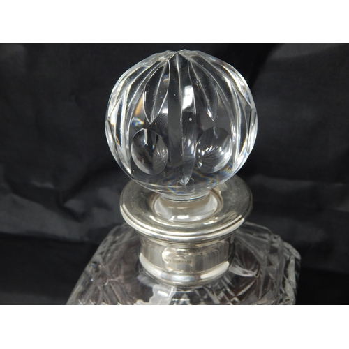 128 - Silver Mounted Cut Glass Decanter with Stopper Hallmarked Birmingham 1996 by Mappin & Webb