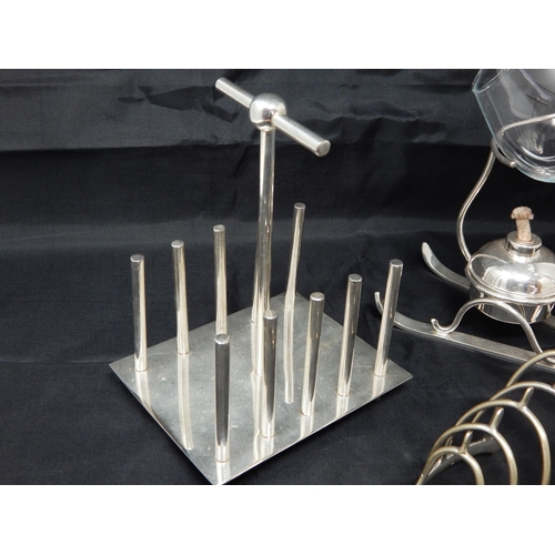 130 - A Quantity of Silver Plated Wares To Include a Christopher Dresser Style Toast Rack, Mappin & Webb B... 