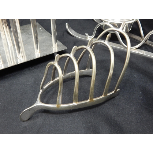 130 - A Quantity of Silver Plated Wares To Include a Christopher Dresser Style Toast Rack, Mappin & Webb B... 