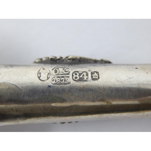 134 - Judaica: Silver Torah Pointer with a Crown Finial: Set with a Turquoise Cabochon: Measuring 15.5cm: ... 