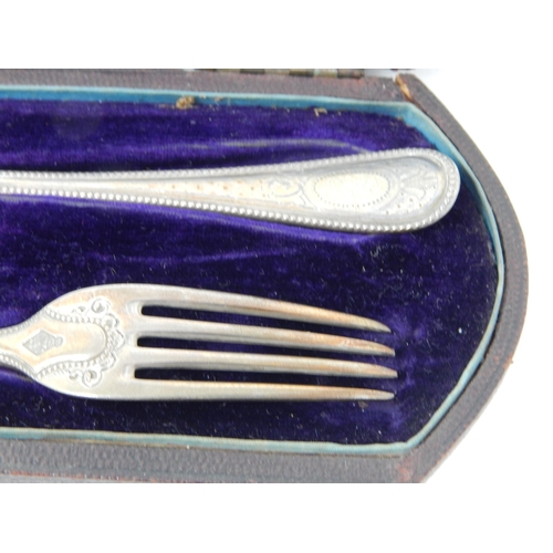 98 - Victorian Silver Christening Set Comprising Spoon Hallmarked Sheffield 1869 & Fork Hallmarked London... 