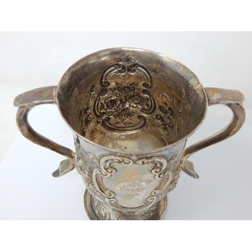 183 - George III Silver Twin Handled Loving Cup: Hallmarked London 1784 by John Lambe: Height 14cm: Weight... 