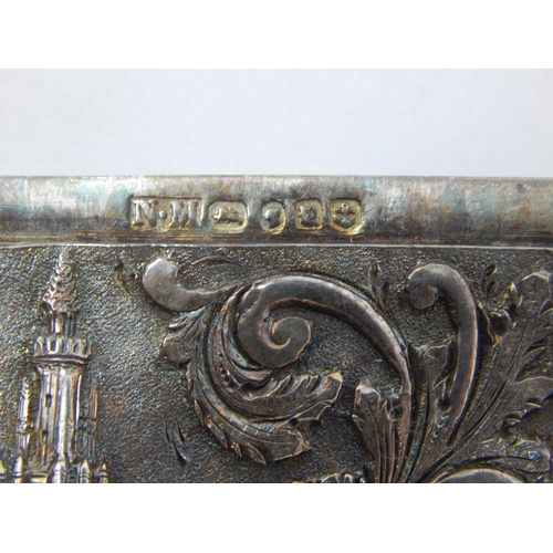 185 - Victorian Silver Castle Top Card Case Depicting The Scott Memorial: Hallmarked Birmingham 1847 by Na... 