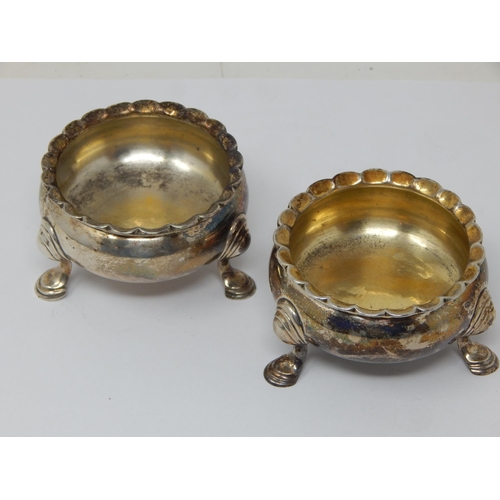 186 - A Large Pair of C18th Scottish Silver Cauldron Salts: Hallmarked Edinburgh 1774 by Hugh Gordon & Wil... 