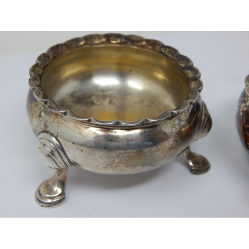 186 - A Large Pair of C18th Scottish Silver Cauldron Salts: Hallmarked Edinburgh 1774 by Hugh Gordon & Wil... 