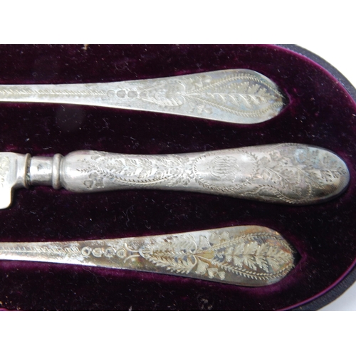 95 - Victorian Silver Christening Set in Original Fitted Case: Hallmarked London 1879 by Walter & John Ba... 