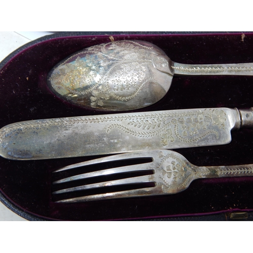 95 - Victorian Silver Christening Set in Original Fitted Case: Hallmarked London 1879 by Walter & John Ba... 