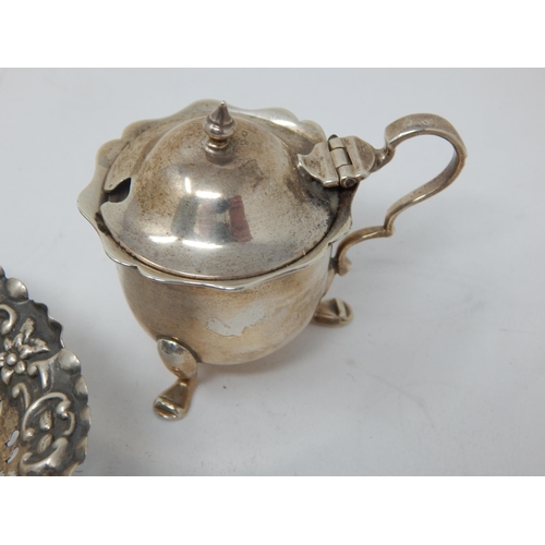 146 - A Group of Hallmarked Silver Items Including a Pair of Knife Rests, Mustard Pot, Pepper Pot, Dish & ... 