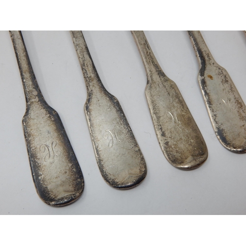 115 - A Set of 5 Scottish Victorian Silver Dinner Forks Hallmarked Edinburgh 1854 by Marshall & Sons: Leng... 